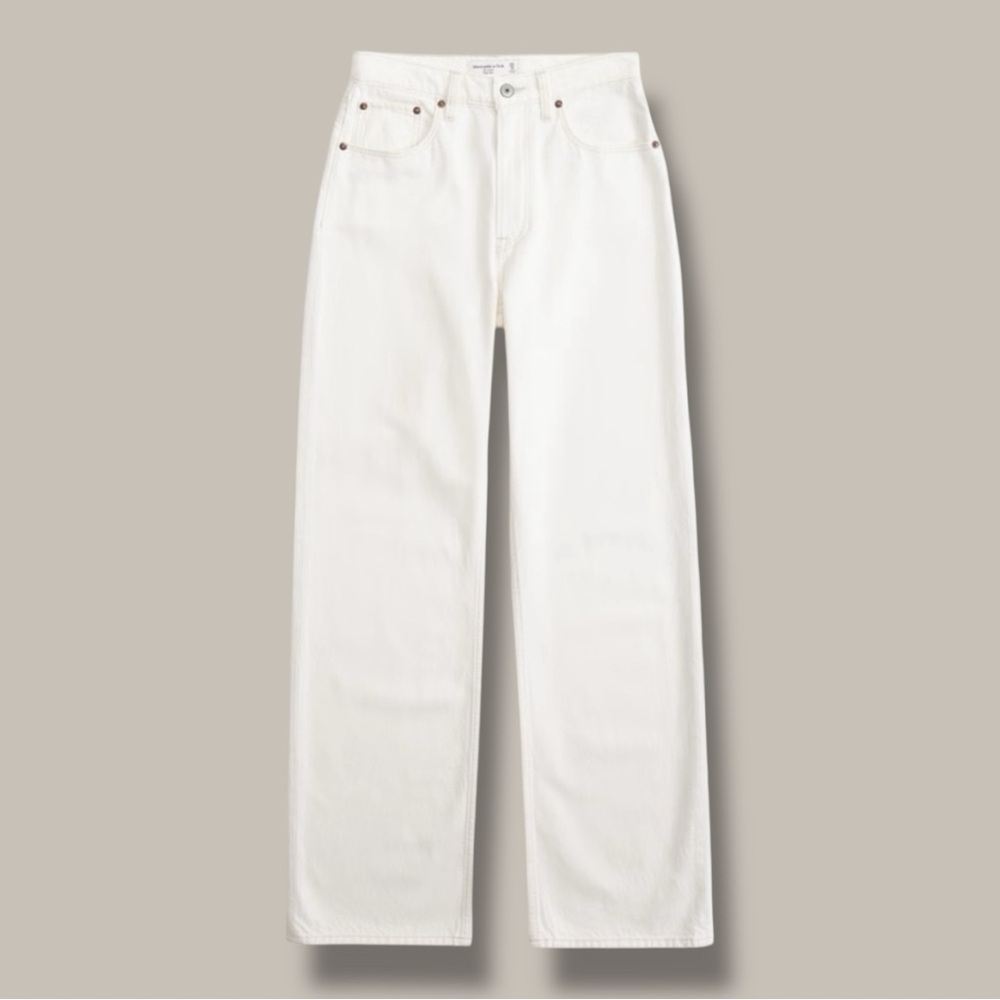 Abercrombie & Fitch White Wide-Leg Jeans